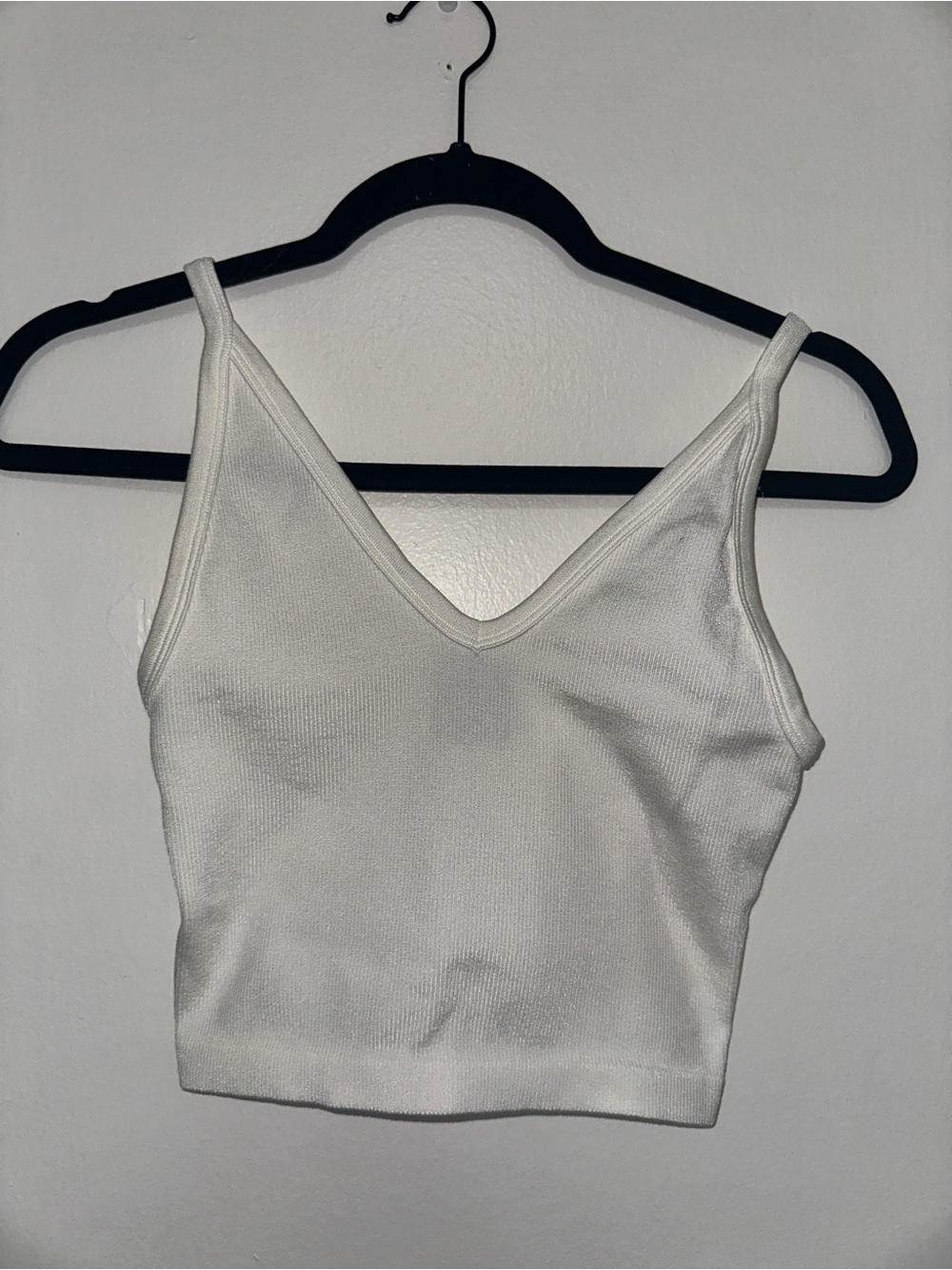 Express White V-Neck Ribbed Cropped Camisole